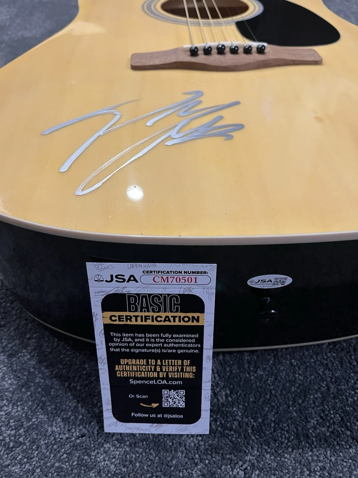Post Malone Signed Autographed Tan Acoustic Rogue Guitar Austin JSA COA, image 3
