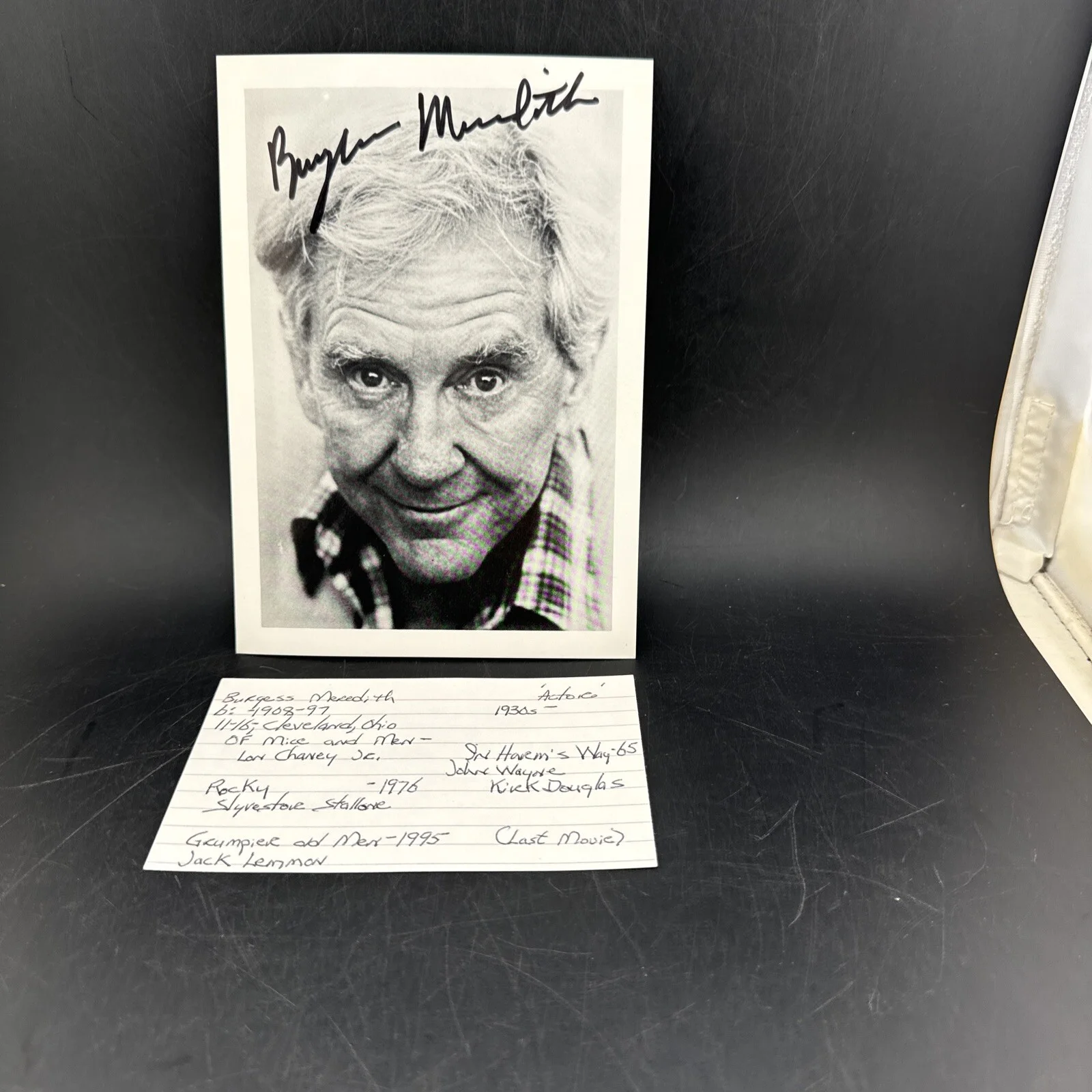 Burgess Meredith — BURGESS MEREDITH signed picture5X7 vintageAutograph b&w Rocky Penguin Batman