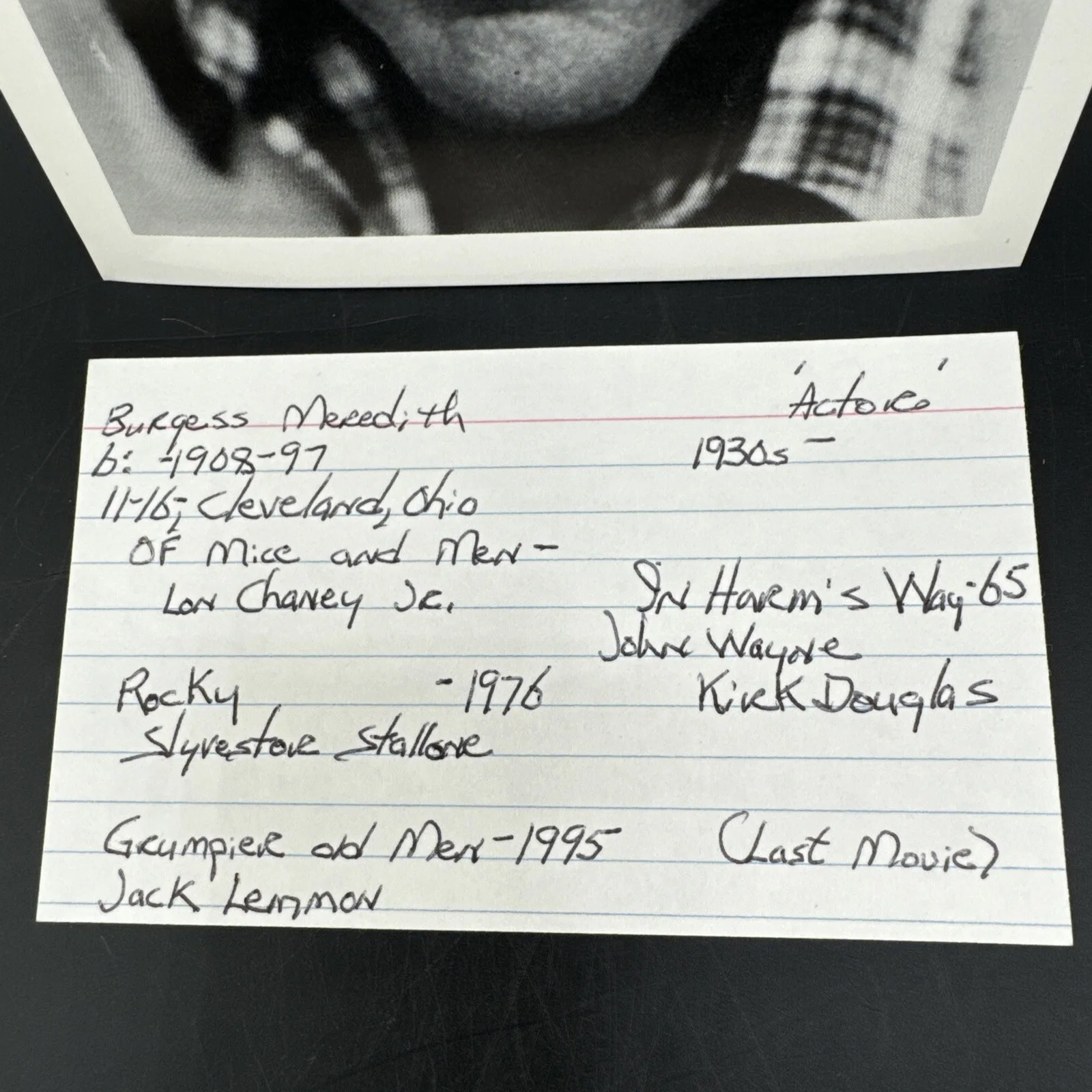 Burgess Meredith — BURGESS MEREDITH signed picture5X7 vintageAutograph b&w Rocky Penguin Batman, изображение 3
