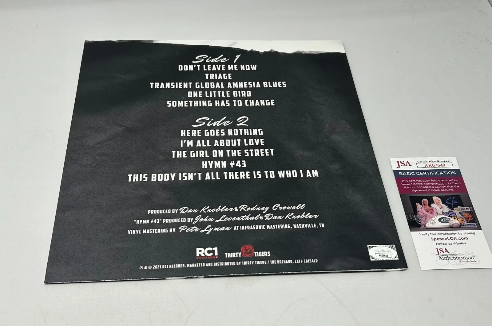 Rodney Crowell signed Triage Album JSA COA, изображение 2