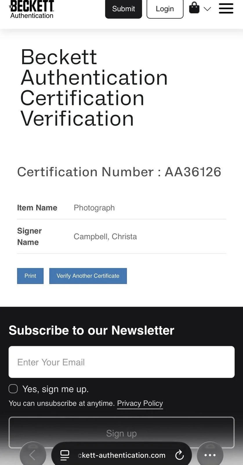 CHRISTA CAMPBELL — BAS COA CHRISTA CAMPBELL SIGNED 8X10 PLAYBOY PHOTO BECKETT, изображение 2