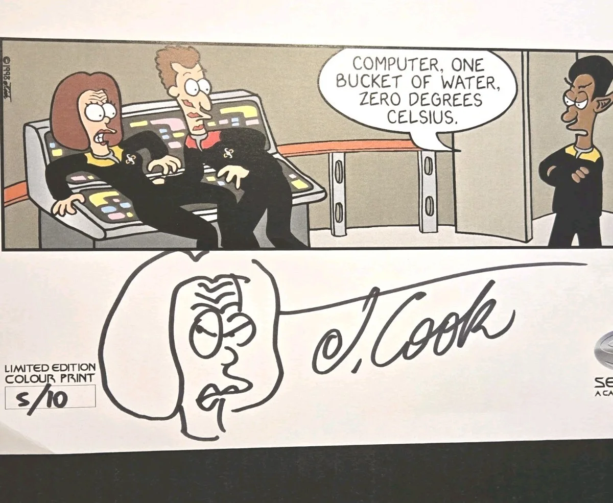 John Cook — 1998 Signed Sev Trek Forager J. Cook Star Voyager Parody Limited Print #5/10, изображение 3