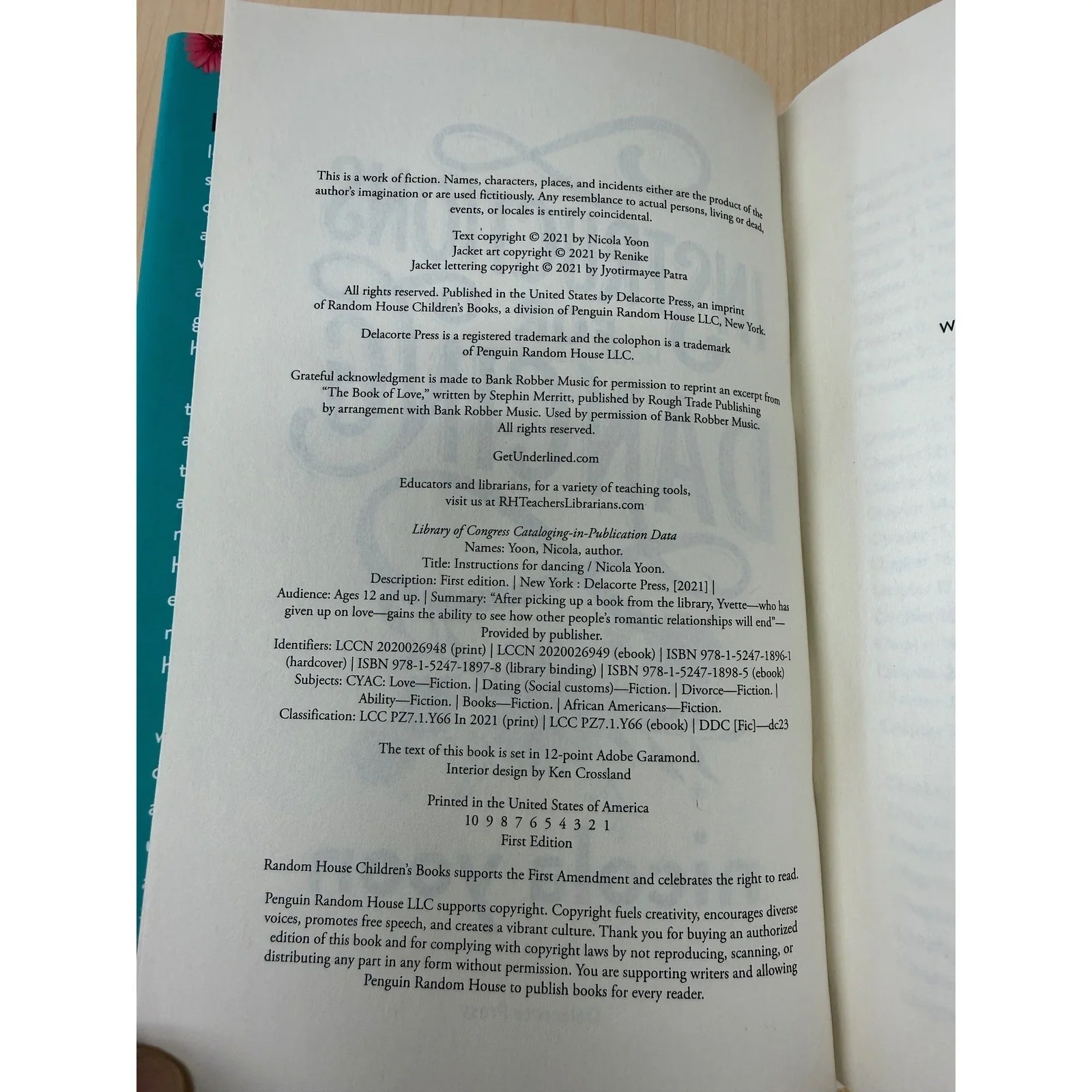 Nicola Yoon Instructions for Dancing Hardcover YA Romance 1st Ed 2021, изображение 5