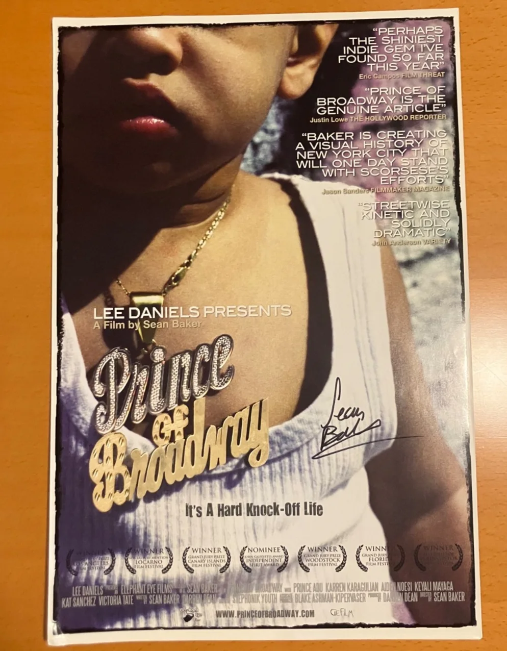 Sean Baker — PRINCE OF BROADWAY POSTER SIGNED BY 4 TIME OSCAR WINNER SEAN BAKER 12 x 18 IN