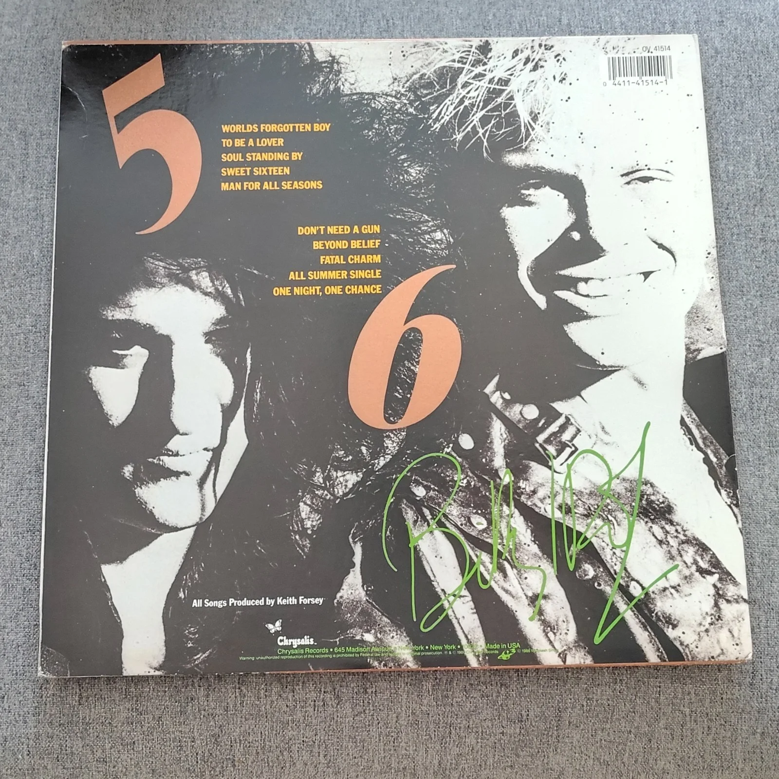 Billy Idol Whiplash Smile Vinyl Record Chrysalis, image 2