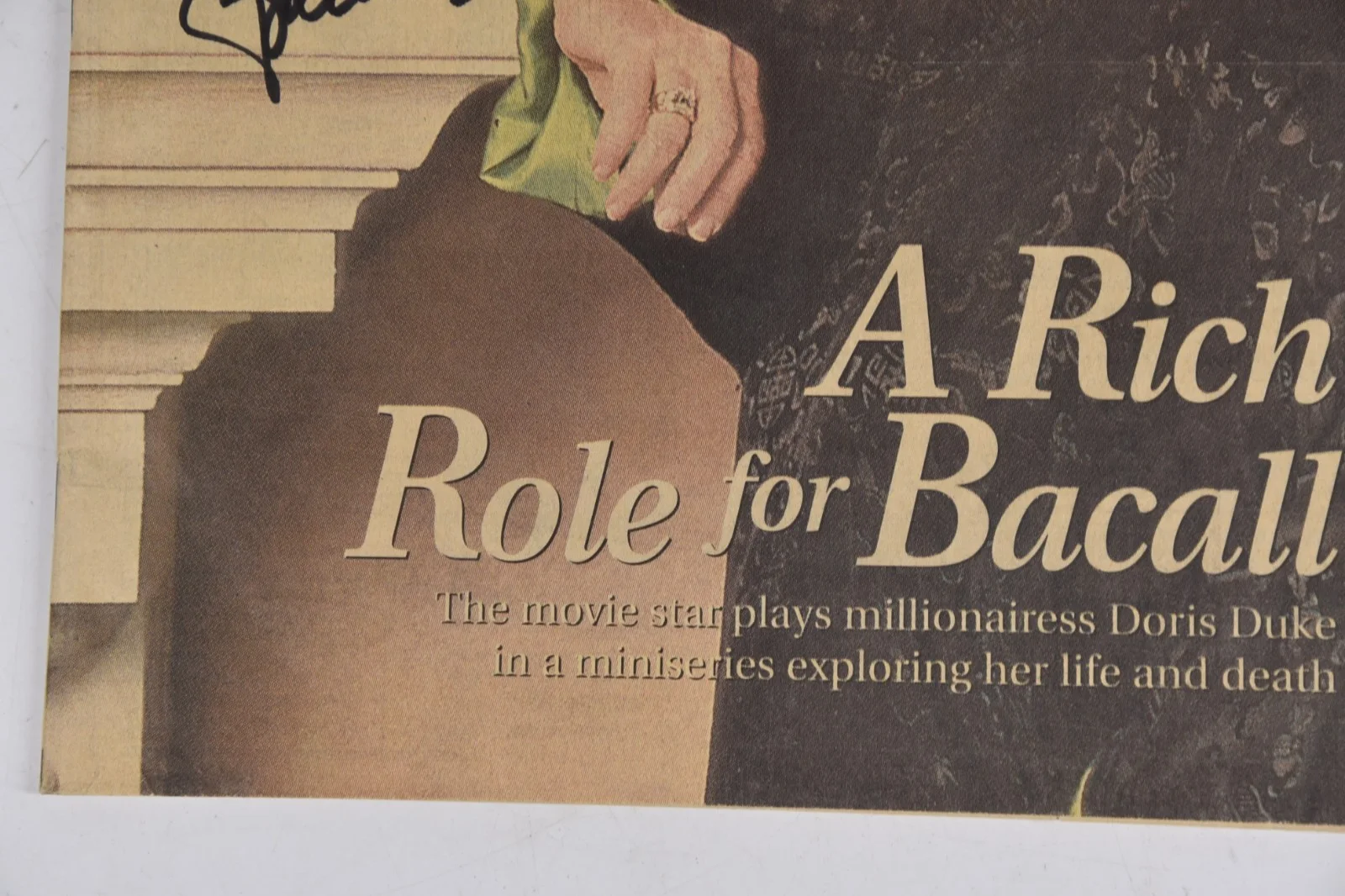 Vintage Lauren Bacall Autograph TV Times Los Angeles Times 1999 Doris Duke, изображение 4