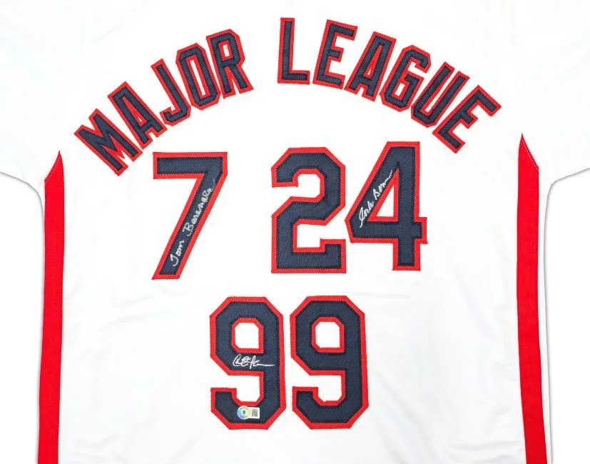 Charlie Sheen Bernsen Berenger Signed White Major League Baseball Jersey BAS, image 2