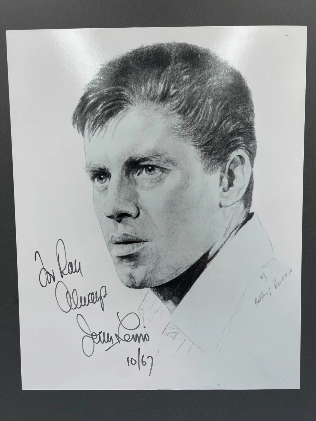 Jerry Lewis — Jerry Lewis Signed Portrait Print 1967 Vintage Matted Ready to Frame, изображение 3