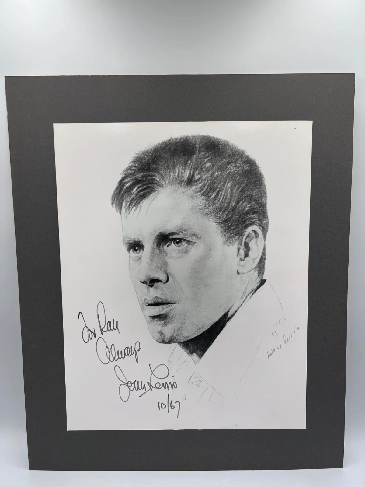 Jerry Lewis — Jerry Lewis Signed Portrait Print 1967 Vintage Matted Ready to Frame, изображение 5