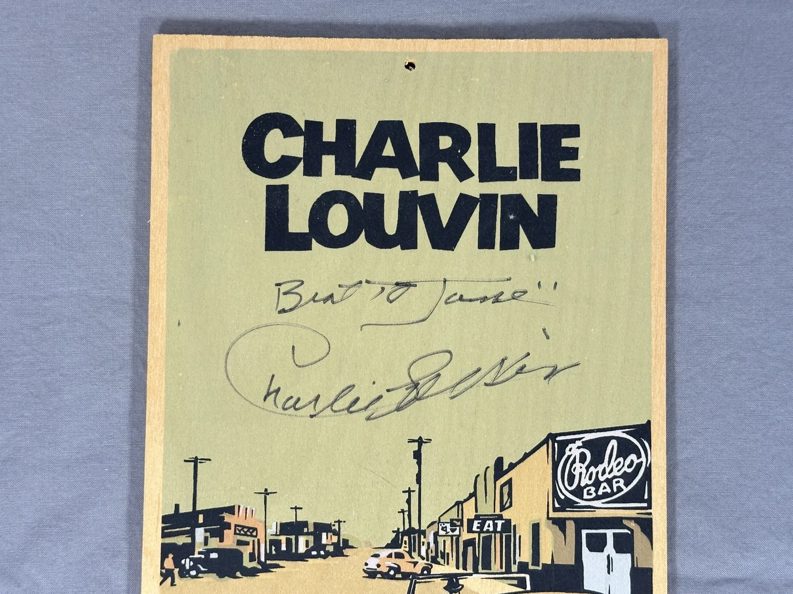 Signed Charlie Louvin Wood Concert Poster 2008 St. Louis Ocholoco Press 7x11.75, изображение 2