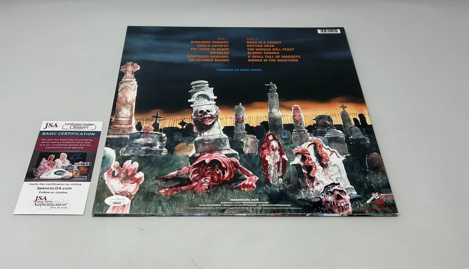 Cannibal Corpse signed Eaten Back To Life Album (Chris & Jack) JSA COA, изображение 3