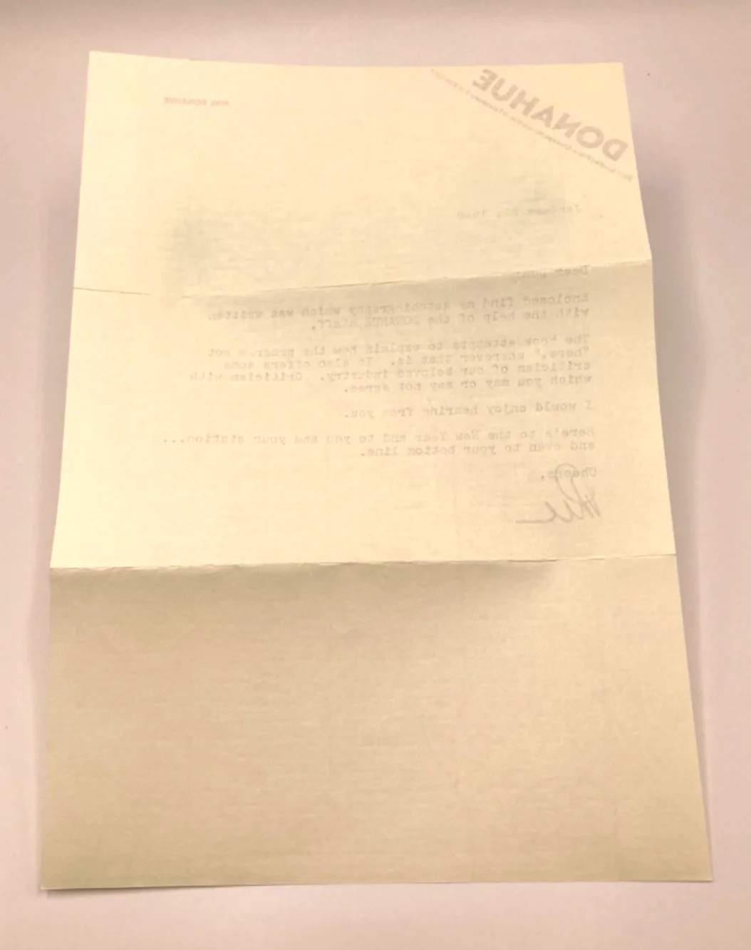 Phil Donahue — Phil Donahue Signed Letter 1980 + Autographed Book My Own Story talk show host, изображение 5