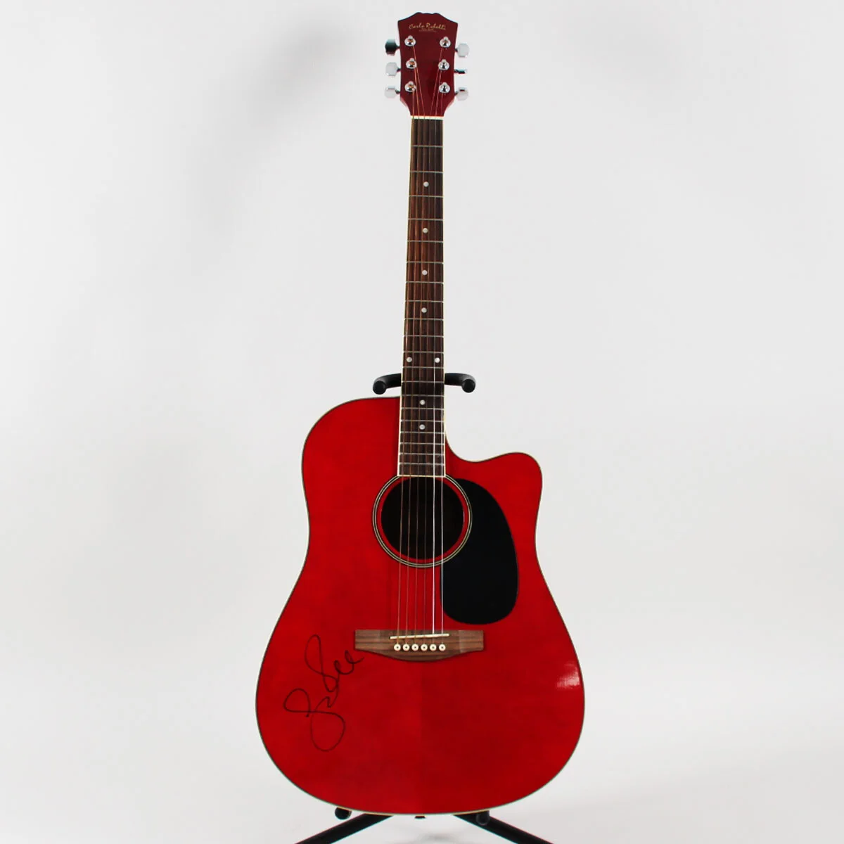 Leon Russell Signed Acoustic Red Guitar - COA JSA, image 3