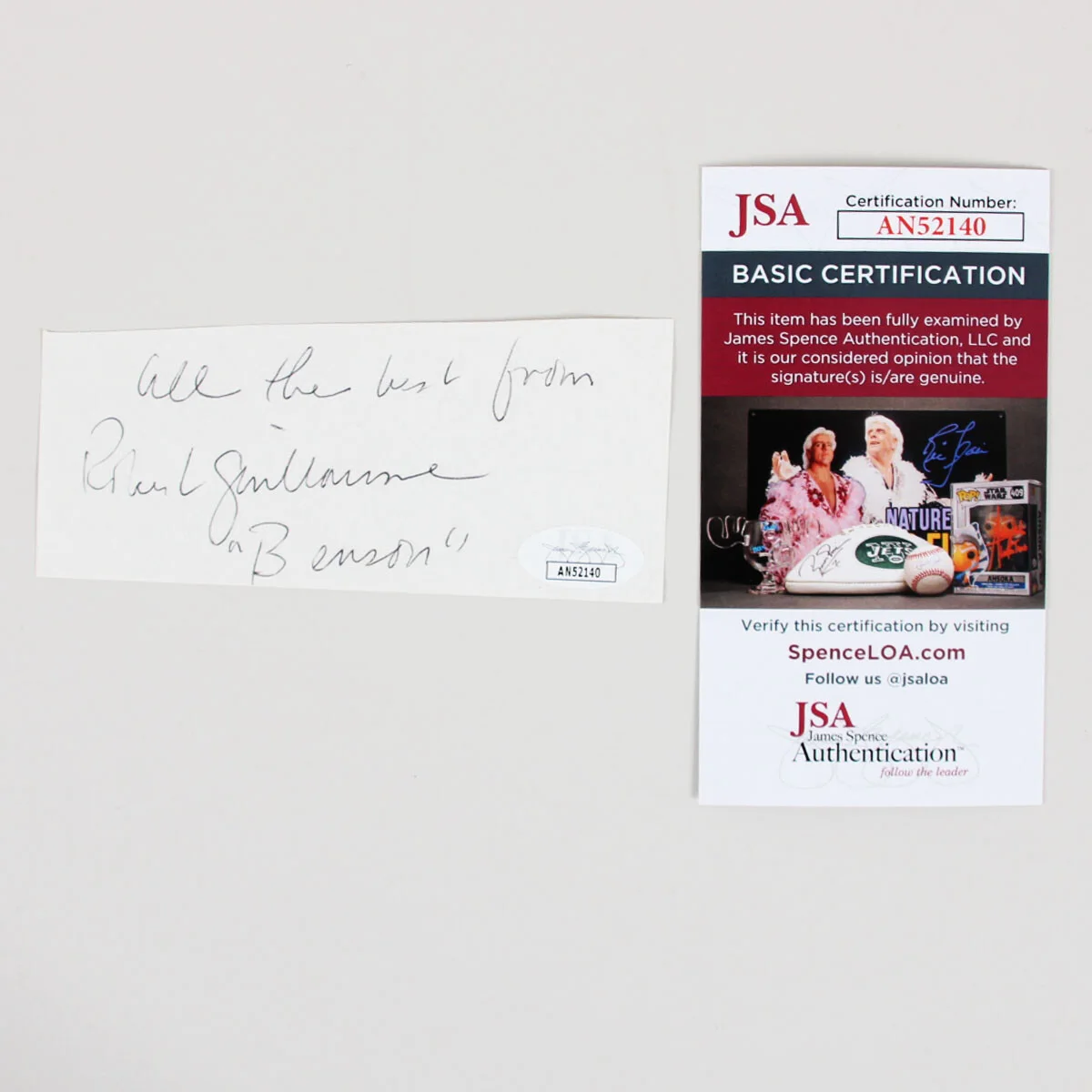 Robert Guillaume Signed Cut Parchment "Benson" - COA JSA, image 2