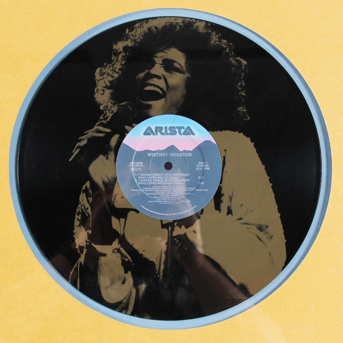 Whitney Houston Signed Cut Record Display - COA BAS, image 3