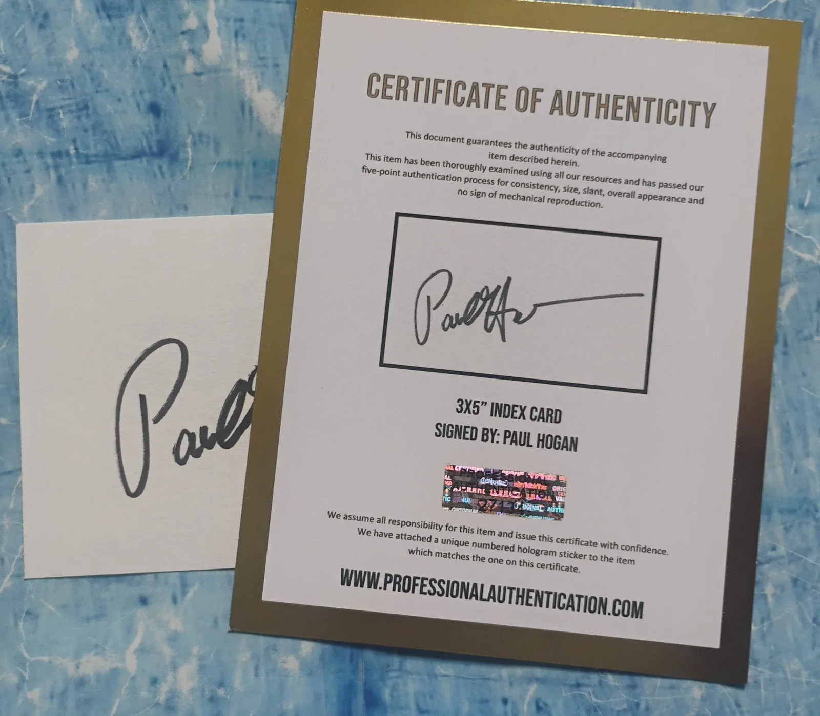 Paul Hogan Hand Signed Autograph Index Card COA Crocodile Dundee NO US TARIFFS, изображение 5