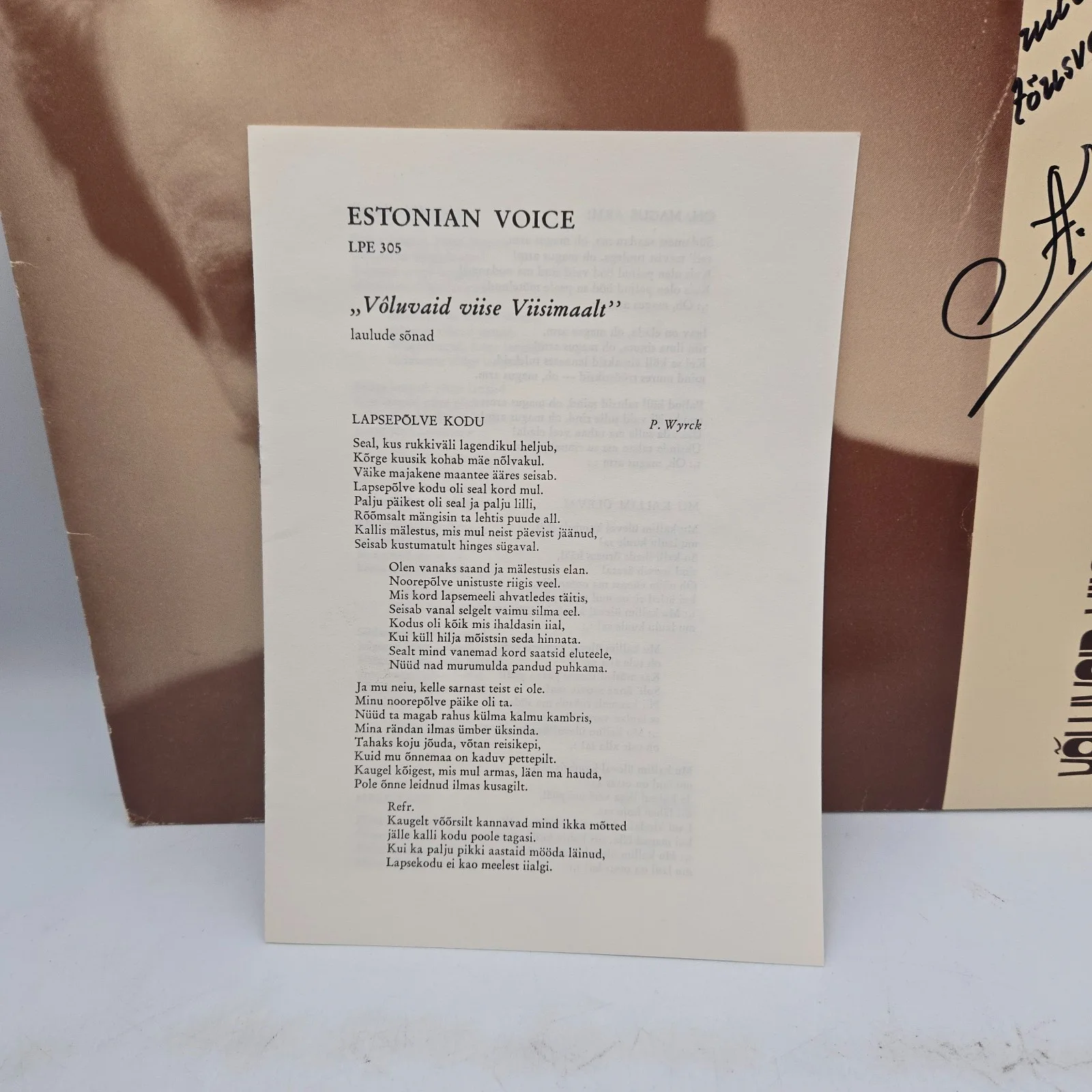 RARE HAND SIGNED BY EXILED ESTONIAN TENOR AARNE VIISEMAA ESTONIAN VOICE LABEL, изображение 3