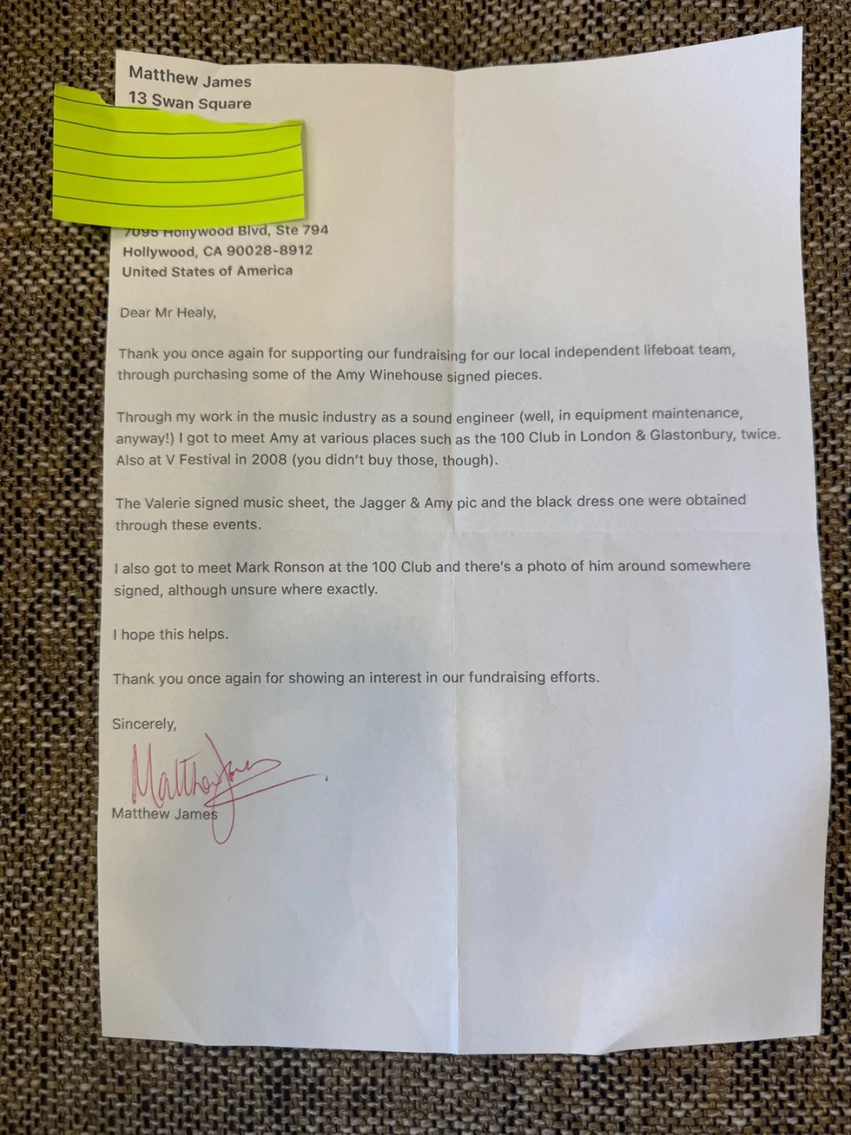 Amy Winehouse Signed Photos (3) w/ Provenance Letter ., изображение 5