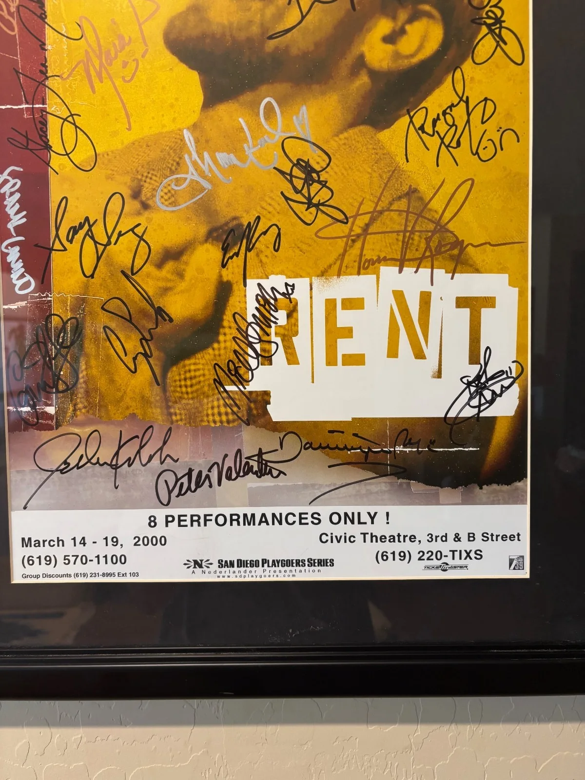 Cast — "RENT" Musical Large Autographed Theater Posters Signed by Cast Framed, image 3