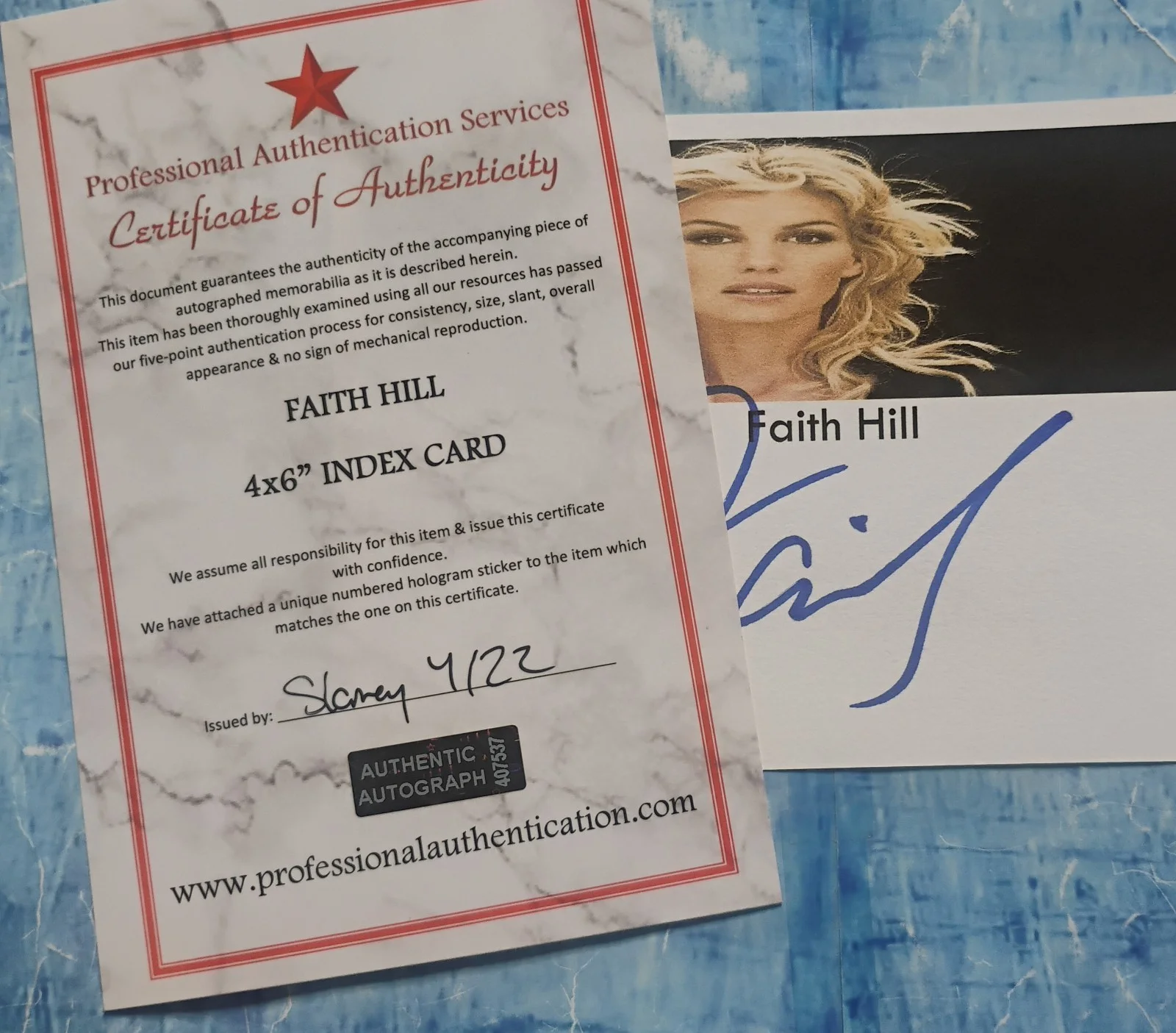 Faith Hill Hand Signed Autograph COA Index Card NO US TARIFFS, image 4