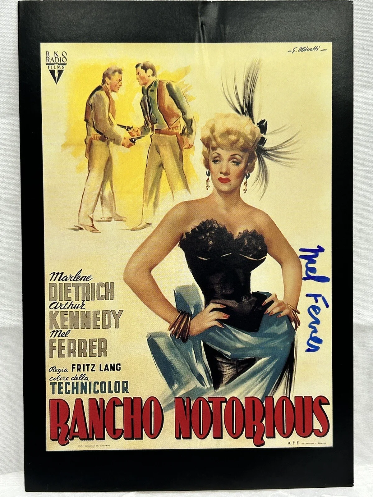 Mel Ferrer — Mel Ferrer Rancho Notorious Movie Signed Card
