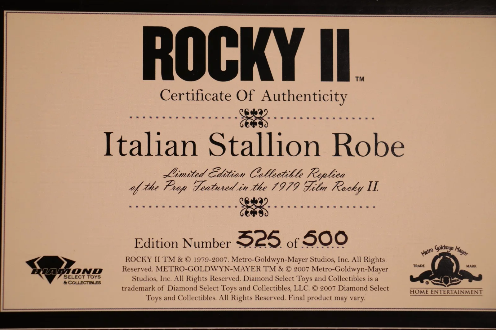 Sylvester Stallone — Rare Diamond Select Sylvester Stallone Rocky Balboa Gold Italian Stallion Robe, изображение 4