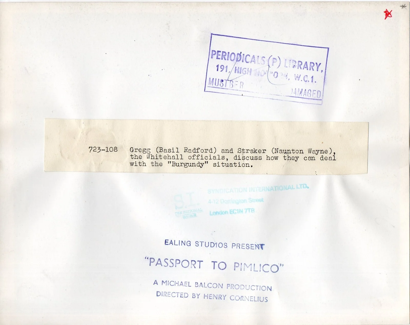 PASSPORT TO PIMLICO 1949 Basil Radford, Naunton Wayne EALING STUDIOS STILL #108, изображение 2