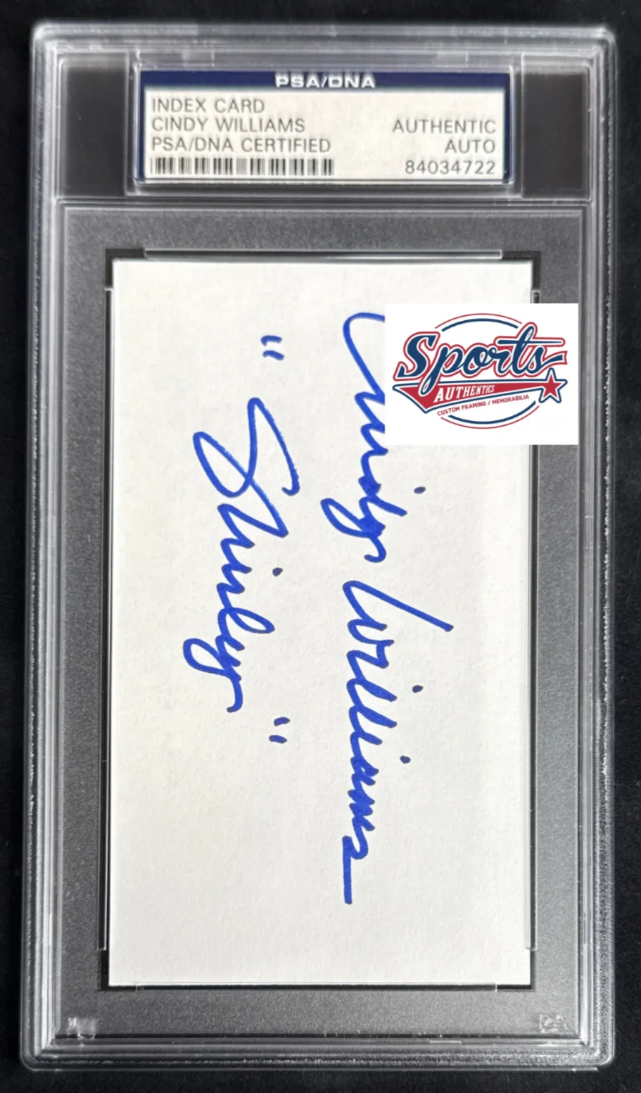 Cindy Williams — Cindy Williams Signed 3x5 Index Card 'Shirley' PSA 84034722