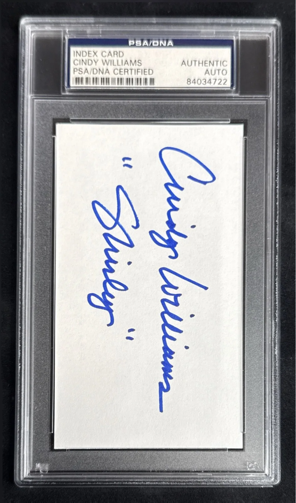 Cindy Williams — Cindy Williams Signed 3x5 Index Card 'Shirley' PSA 84034722, изображение 2