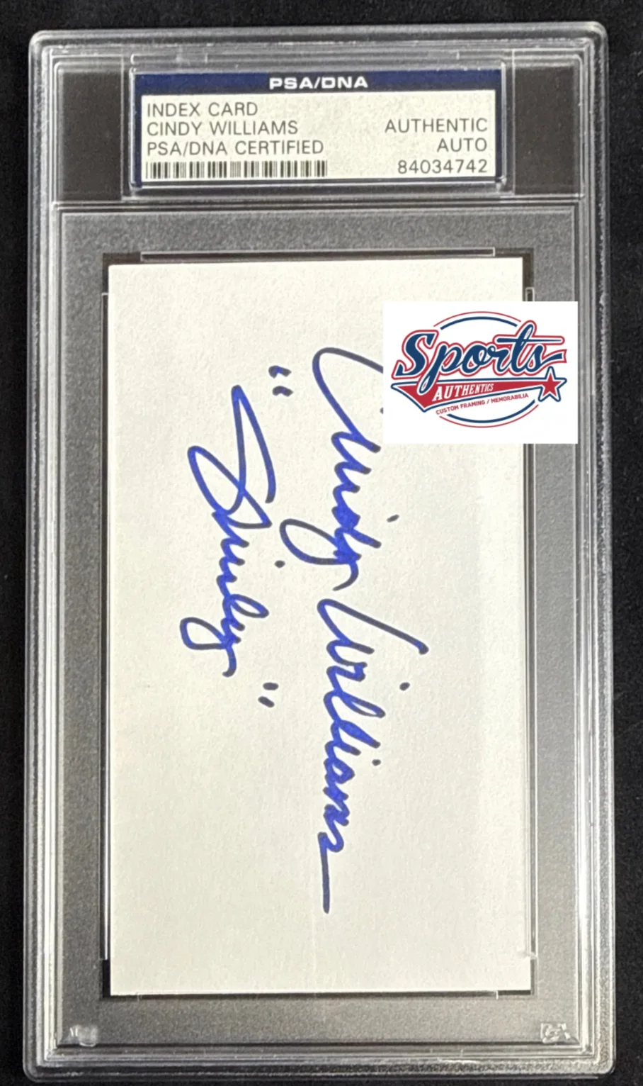 Cindy Williams — Cindy Williams Signed 3x5 Index Card 'Shirley' PSA 84034742