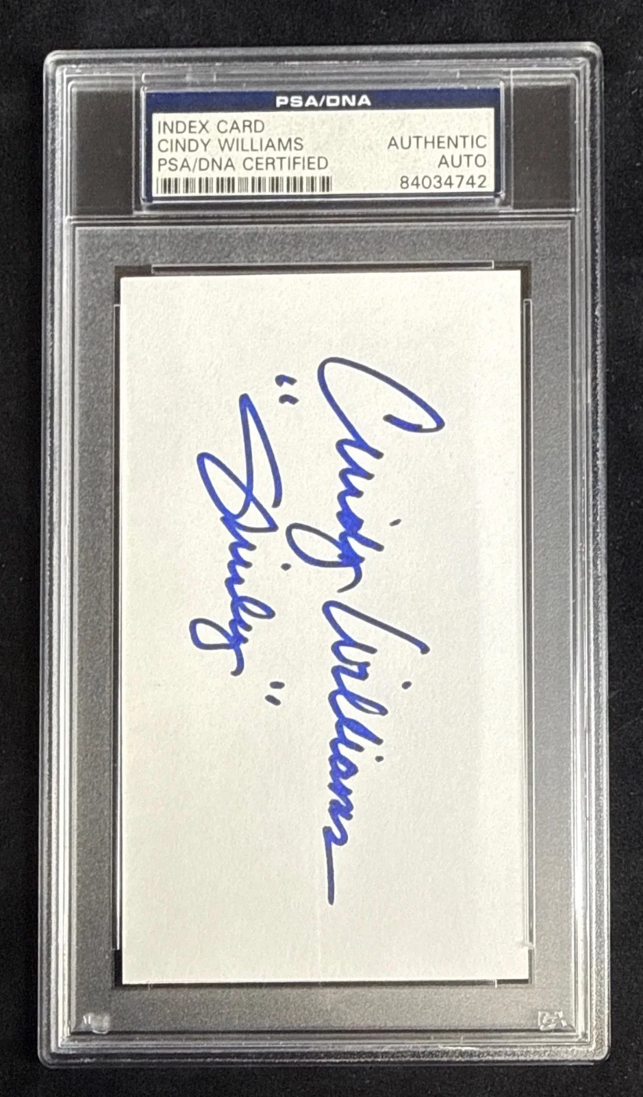 Cindy Williams — Cindy Williams Signed 3x5 Index Card 'Shirley' PSA 84034742, изображение 2