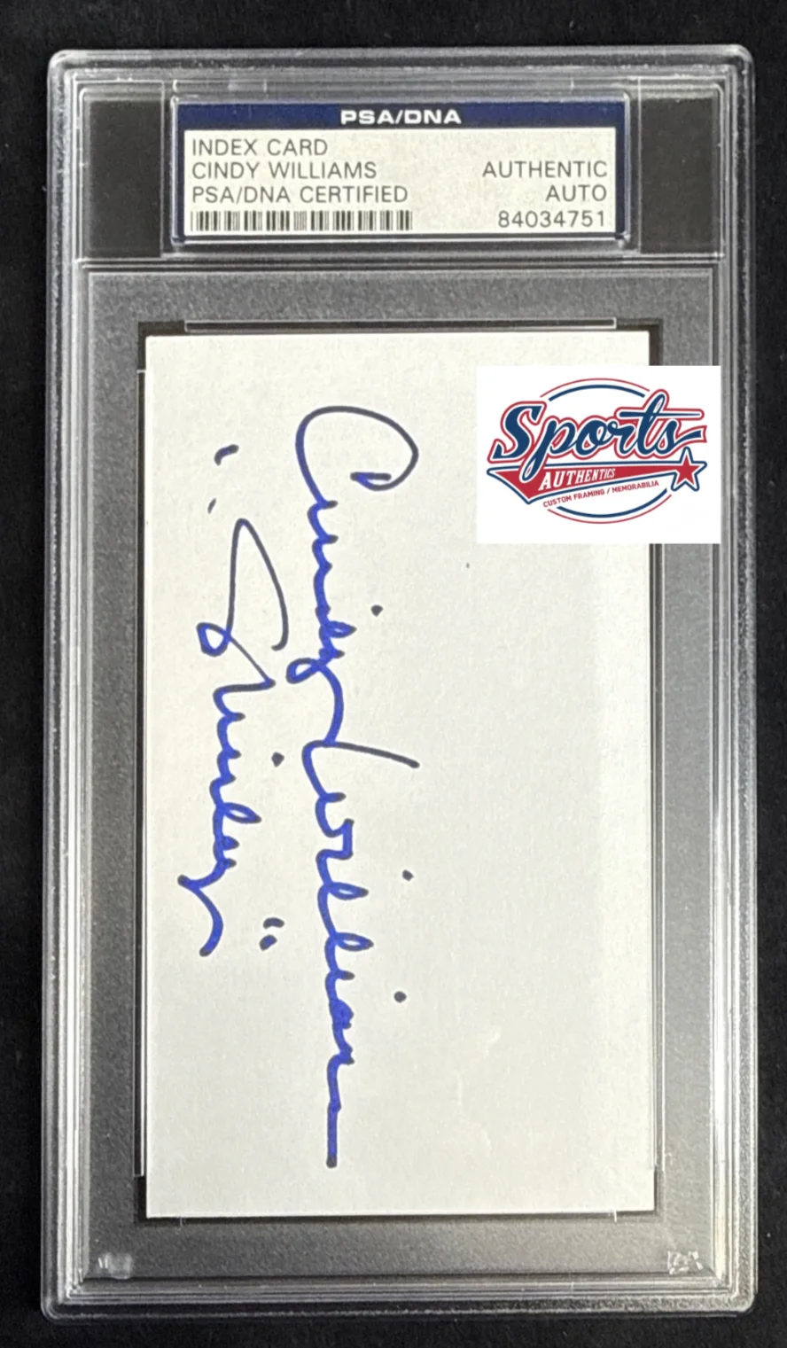 Cindy Williams — Cindy Williams Signed 3x5 Index Card 'Shirley' PSA 84034751