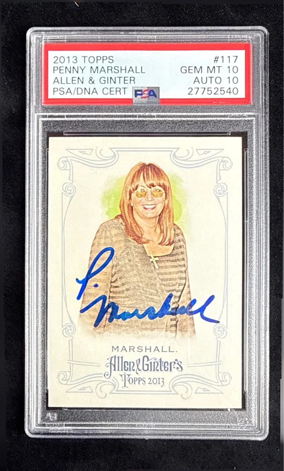 Penny Marshall — Penny Marshall Signed 2013 Topps Allen & Ginter Card PSA 10 PSA/DNA 10, изображение 2