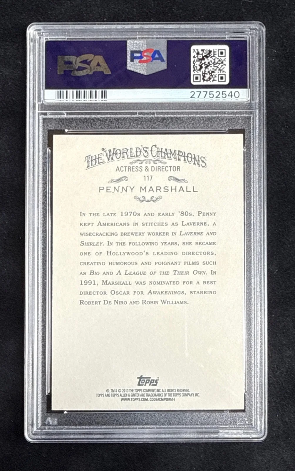 Penny Marshall — Penny Marshall Signed 2013 Topps Allen & Ginter Card PSA 10 PSA/DNA 10, изображение 3