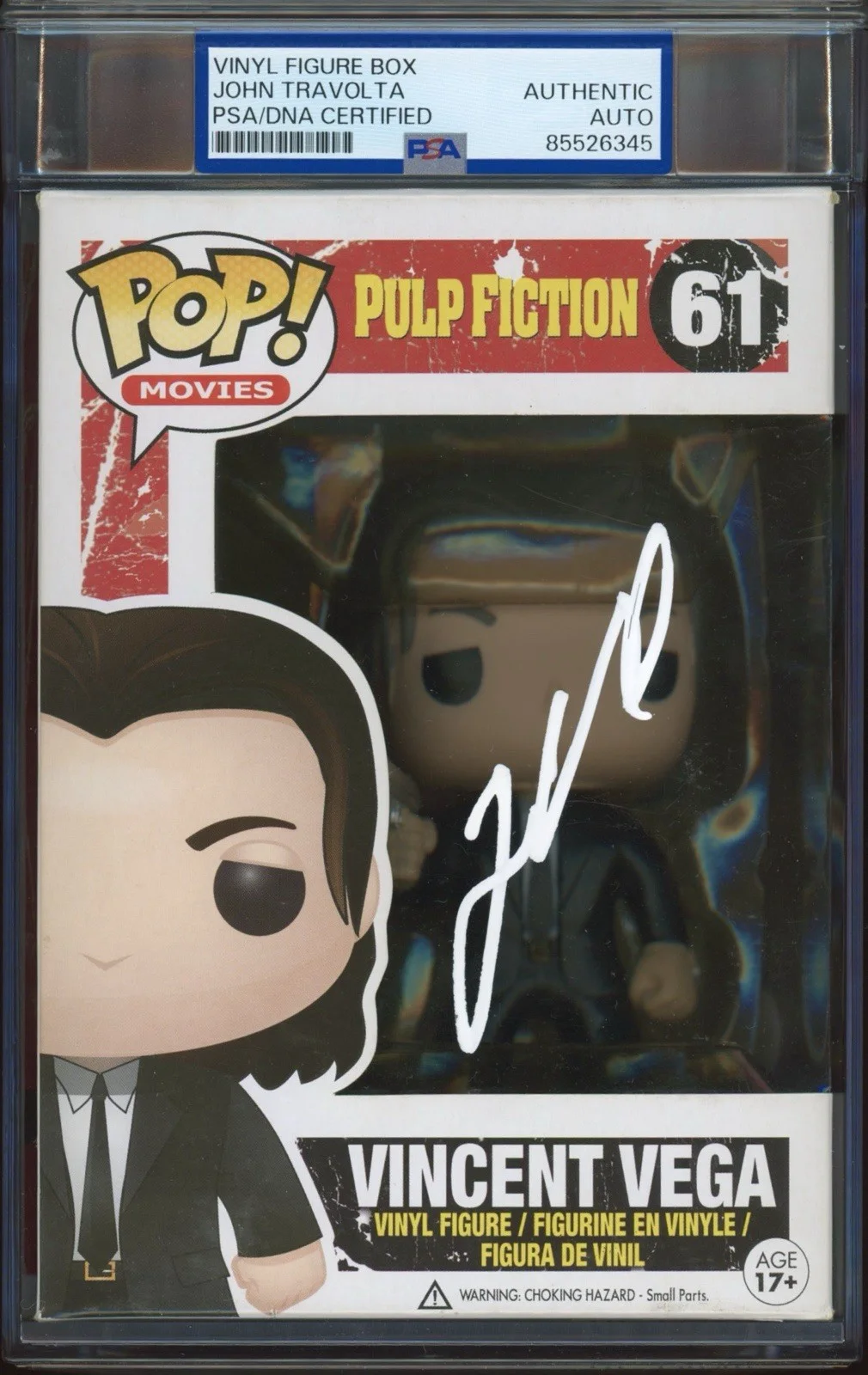 John Travolta Autographed Vincent Vega Pulp Fiction Signed Funko Pop JSA & PSA, image 2