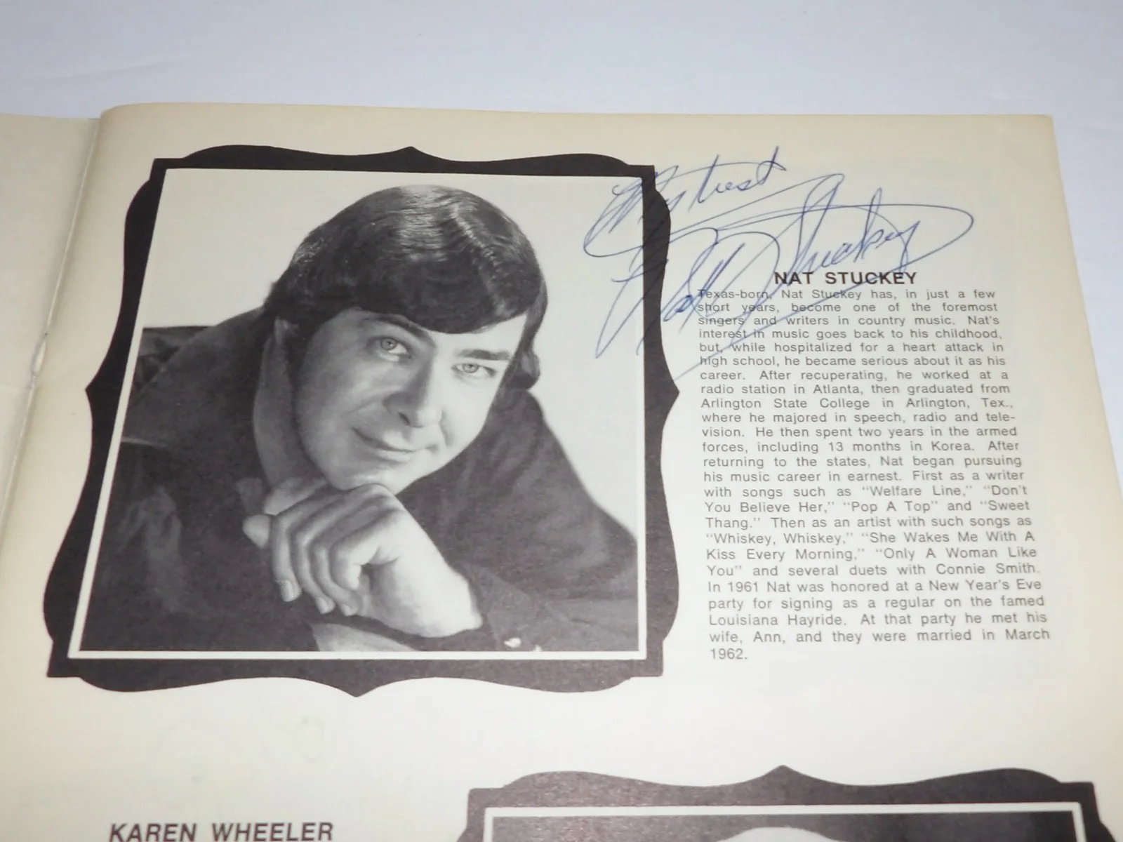 RARE 1970's COUNTRY MUSIC SOUVENIR PROGRAM HANDSIGNED X19 - ROBBINS-WELLS-SNOW++, изображение 5