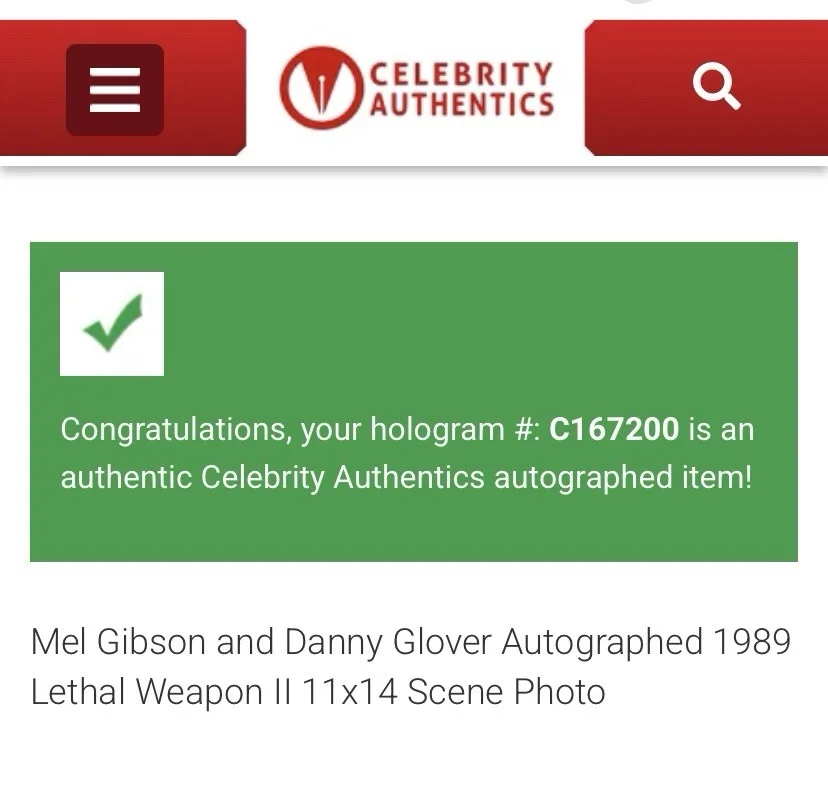 Mel Gibson, Danny Glover — Lethal Weapon - Mel Gibson and Danny Glover Signed 11x14 Photo - CA Cert C167200, изображение 3