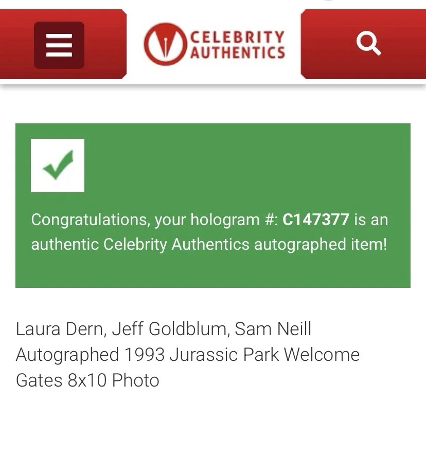 Laura Dern, Jeff Goldblum, Sam Neill — Laura Dern, Jeff Goldblum, Sam Neill Jurassic Park Signed 8x10 CA Photo, изображение 3