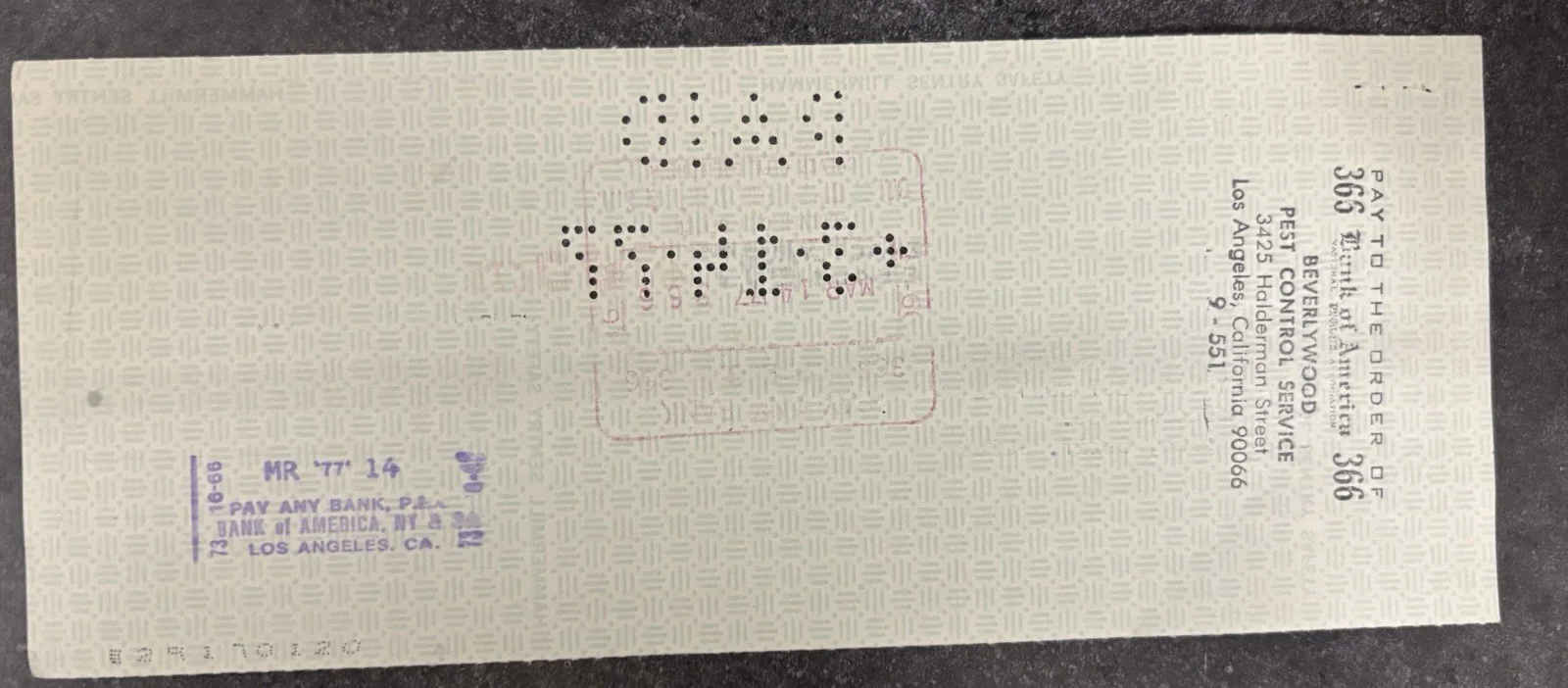 David Hedison — David Hedison “The Fly” Signed Check, image 3