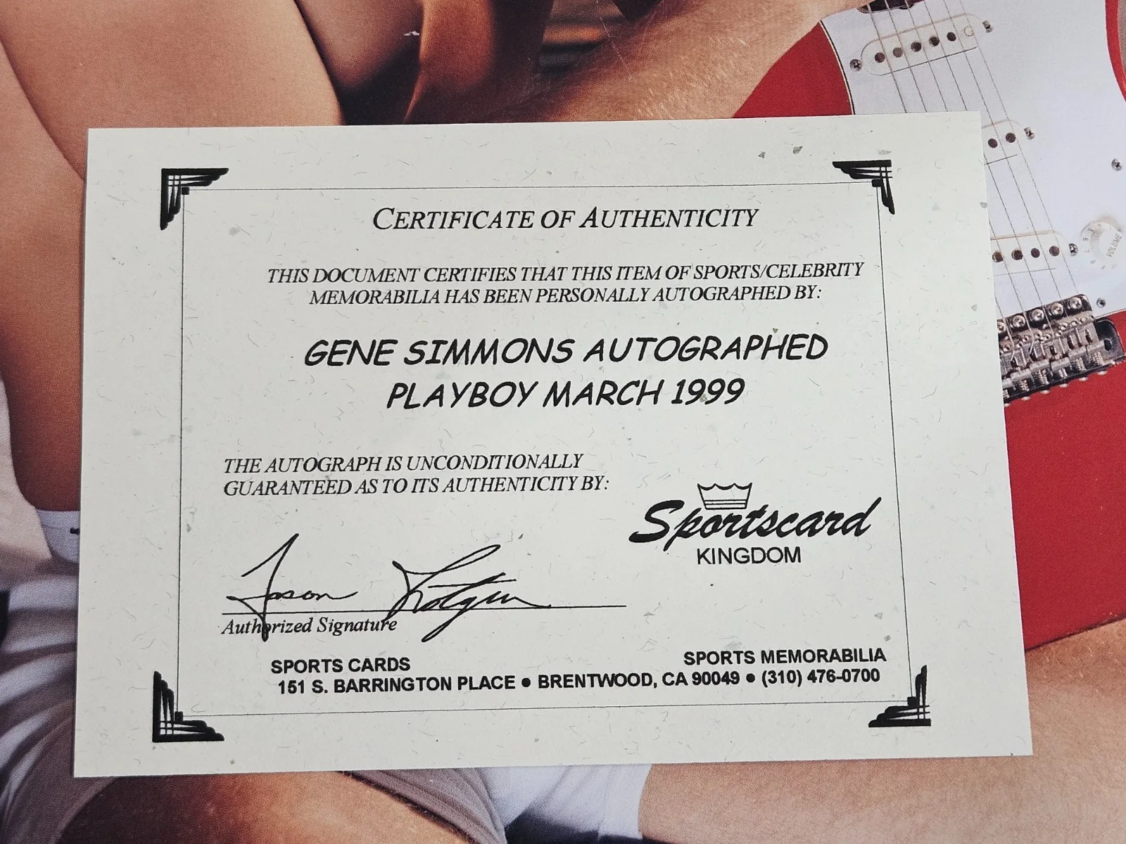 March 1999 GENE SIMMONS COA PLAYBOY Full Mag Signed Auto In-Person, image 5