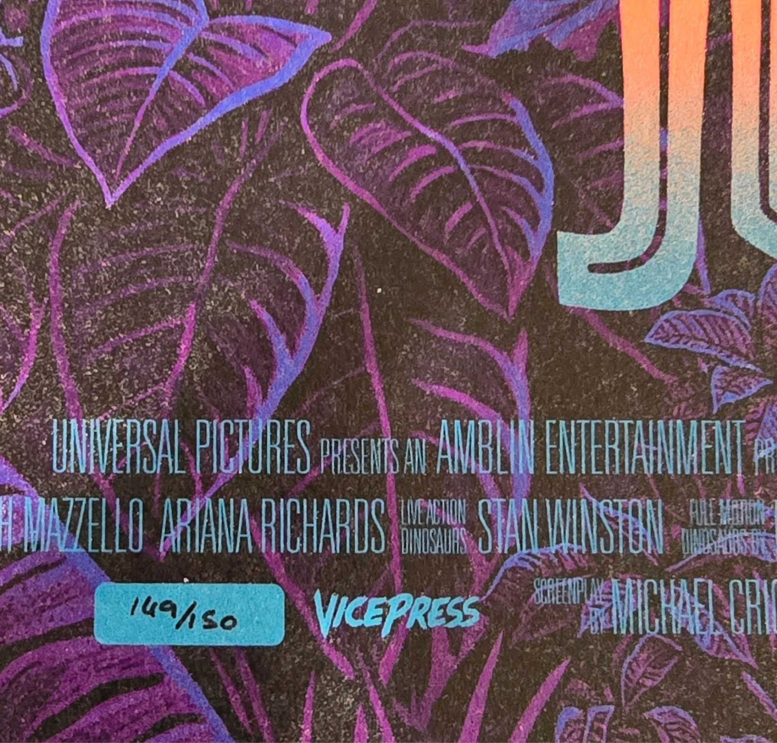 Jurassic Park Poster CA Martin Variant /150 Alternative Movie Poster Vice Press, image 2