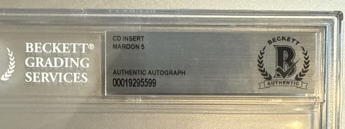 Maroon 5 - Band SIGNED CD Insert “Love Is Like” Beckett BAS Encased Slab, image 3