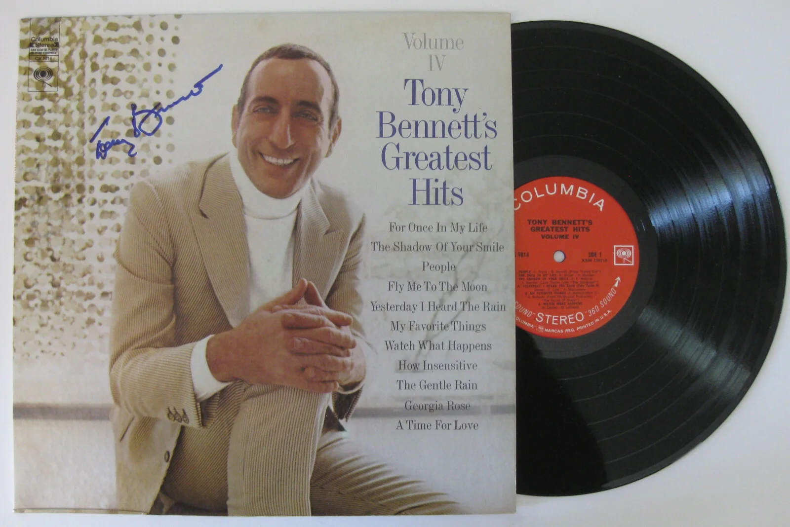 Tony Bennett signed Greatest Hits album vinyl record COA exact proof Beckett BAS, изображение 3