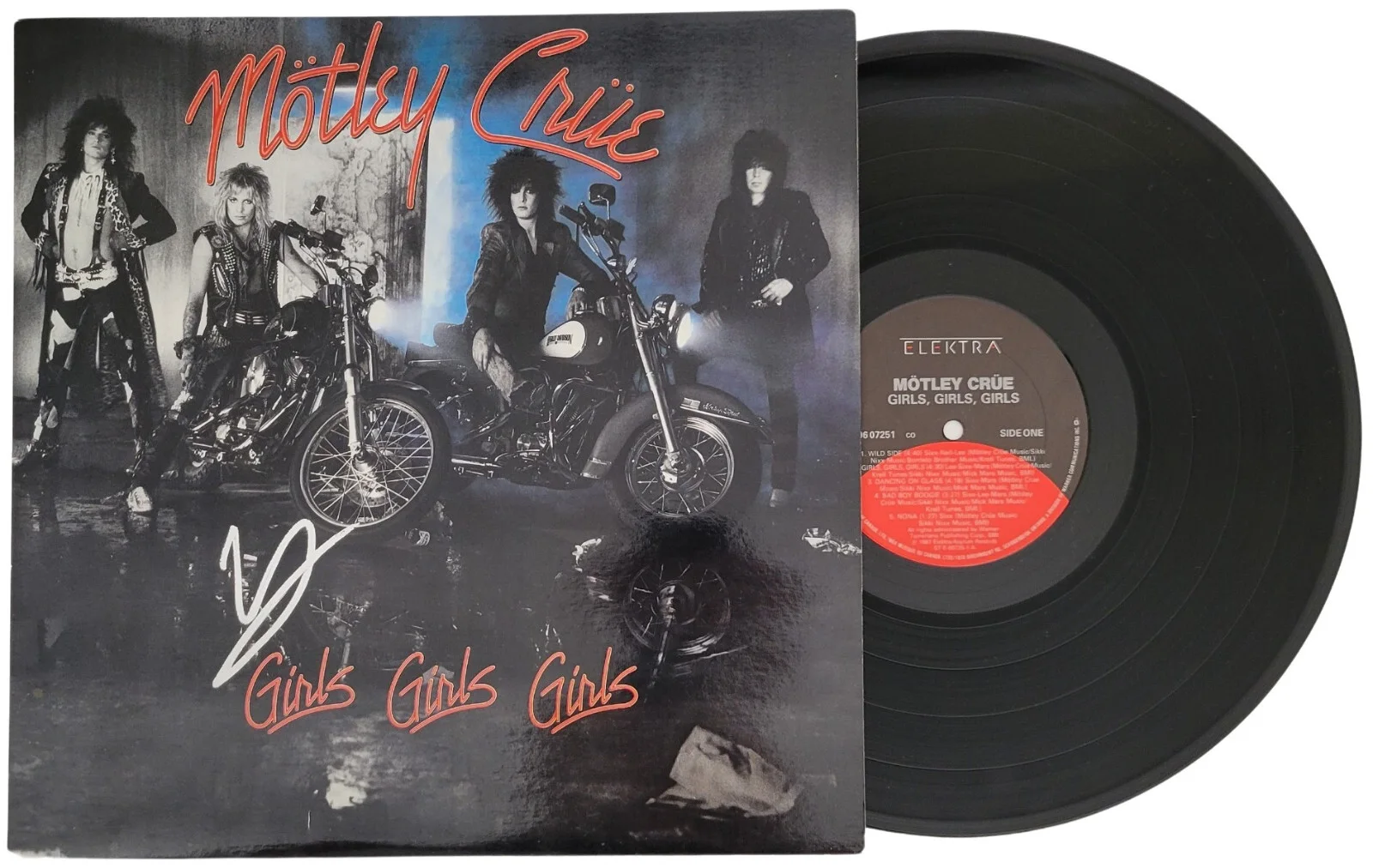 Vince Neil signed Motley Crue Girls Girls Girls album vinyl record COA proof, изображение 2