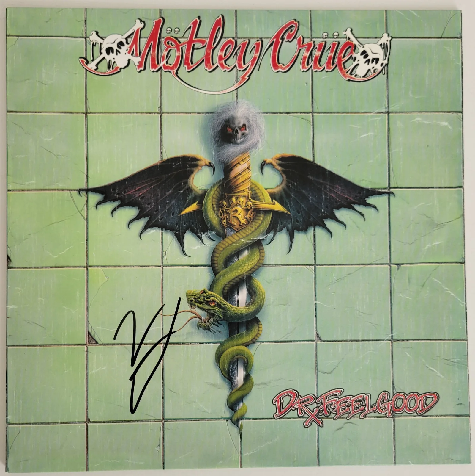 Vince Neil signed Motley Crue Dr Feelgood album vinyl record COA exact proof, image 3