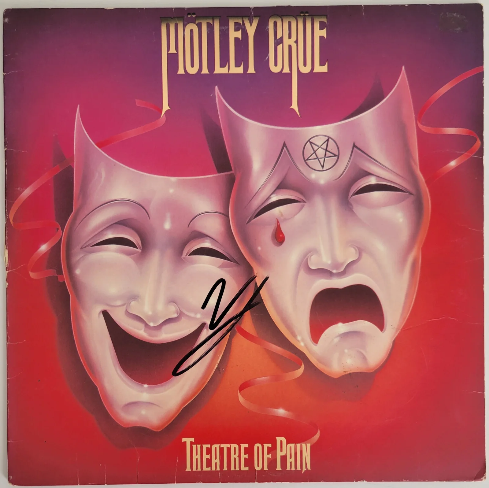 Vince Neil signed Motley Crue Theatre of Pain album vinyl record COA exact proof, изображение 3