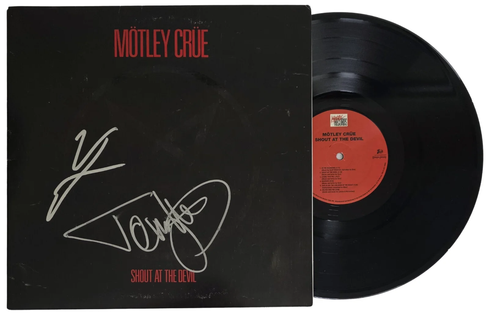 Vince Neil Tommy Lee Signed Motley Crue Shout at the Devil Album COA Proof Vinyl, изображение 2