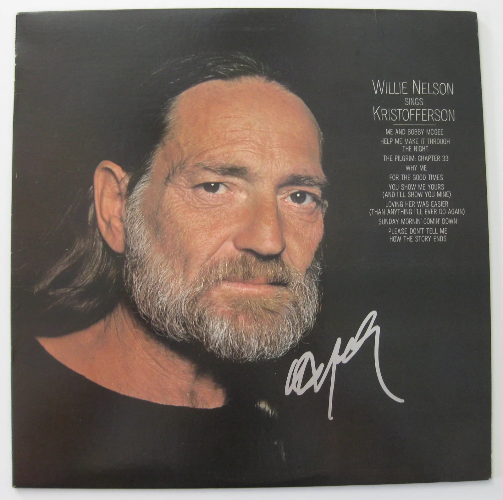 Willie Nelson autographed sings Kristofferson album vinyl record proof Beckett, изображение 2