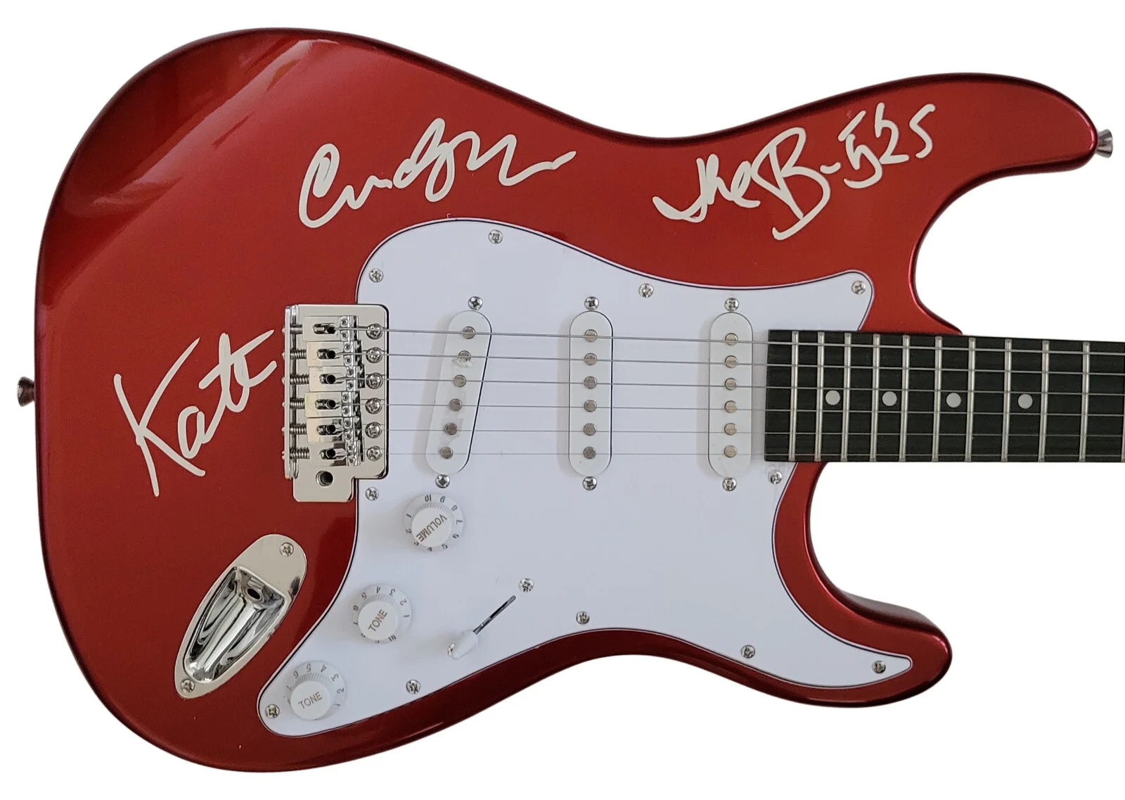The B-52's Kate Pierson Cindy Wilson signed full size Electric guitar proof COA, изображение 3