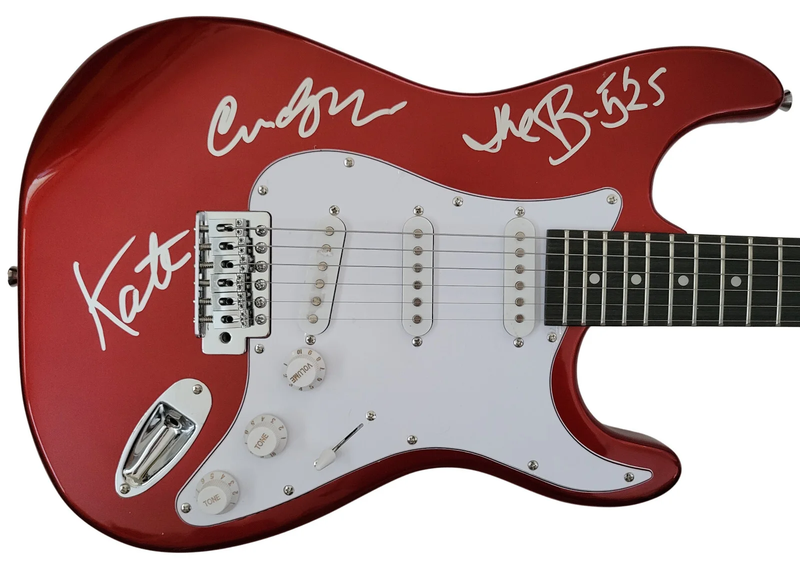The B-52's Kate Pierson Cindy Wilson signed full size Electric guitar proof COA, изображение 4